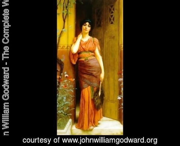 John William Godward - At The Garden Door