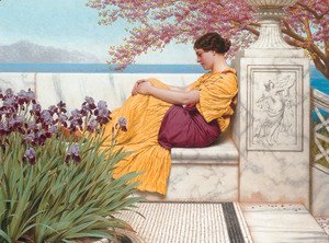 John William Godward - 'Under the Blossom that Hangs on the Bough'