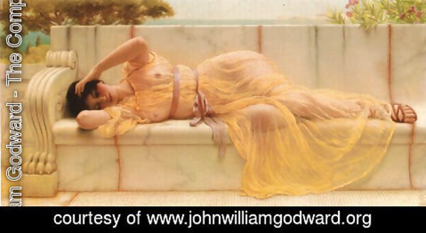 John William Godward - Girl In Yellow Drapery