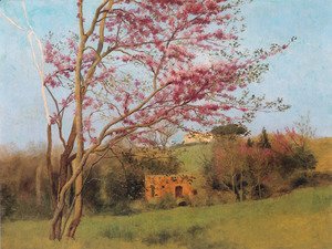 John William Godward - Landscape Of A Blossoming Red Almond